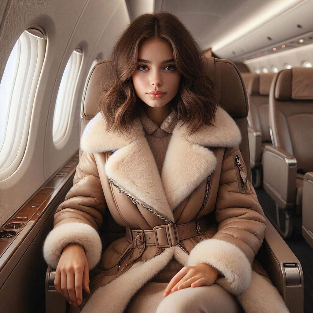 В самолете.