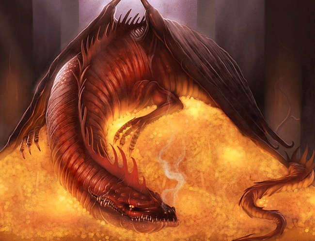 Смауг отдыхает на куче золота