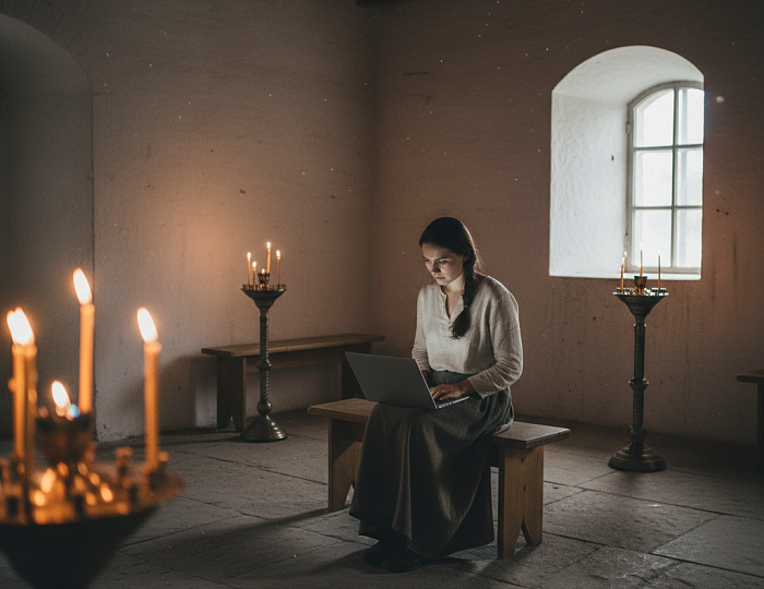 в Храме, в Пушкино, на службе смотрю видео трансляции службы из Данилового Монастыря. Как мне быть, у меня не раздваивается личность?
