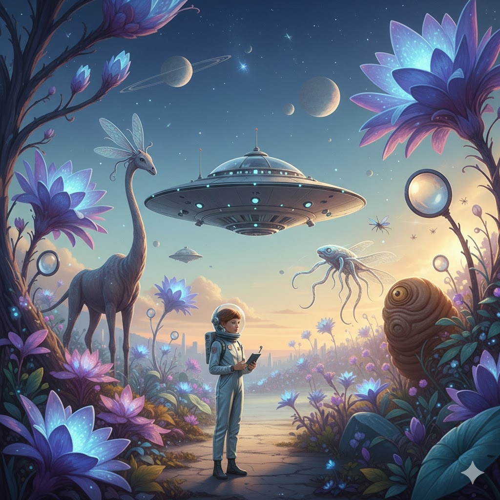 "Экспедиция Пегаса: Космозоология в действии", иллюстрация создана сетью Джемини