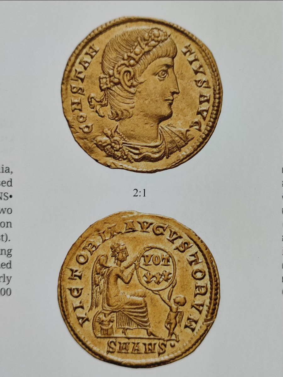 Монета золотой солид Константина Великого