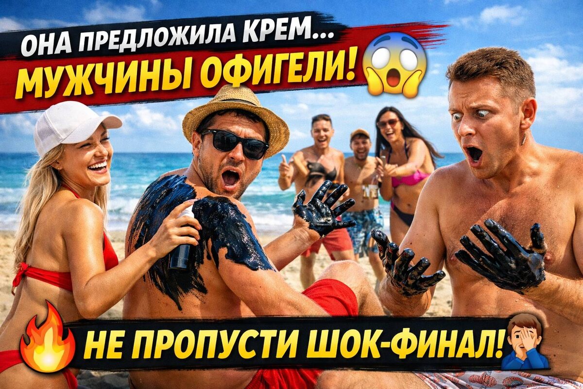 🏖️😂 Безобидный крем на пляже — реакция мужчин бесценна!