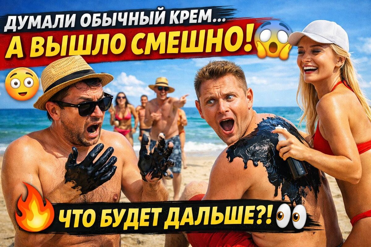 🏖️😂 Безобидный крем на пляже — реакция мужчин бесценна!