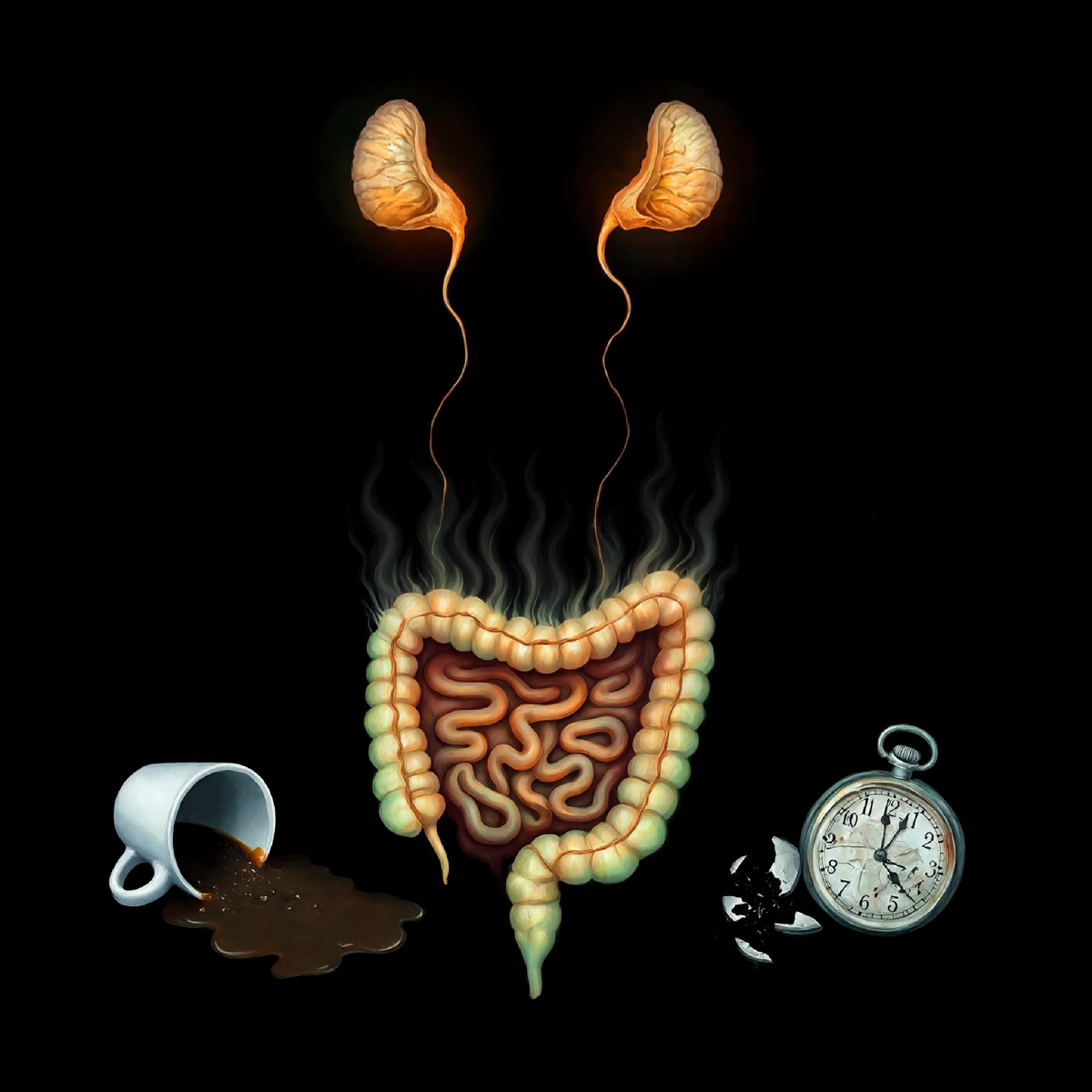 «Две маленькие свечи на торте стресса. Надпочечники вынуждены светить 24/7, реагируя на главный раздражитель — токсичный поток из больного кишечника. Истощение — лишь вопрос времени.»