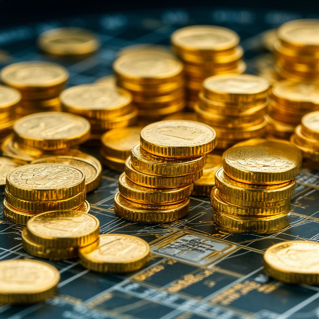 красивая картинка с золотыми монетами сгенерирована нейронкой