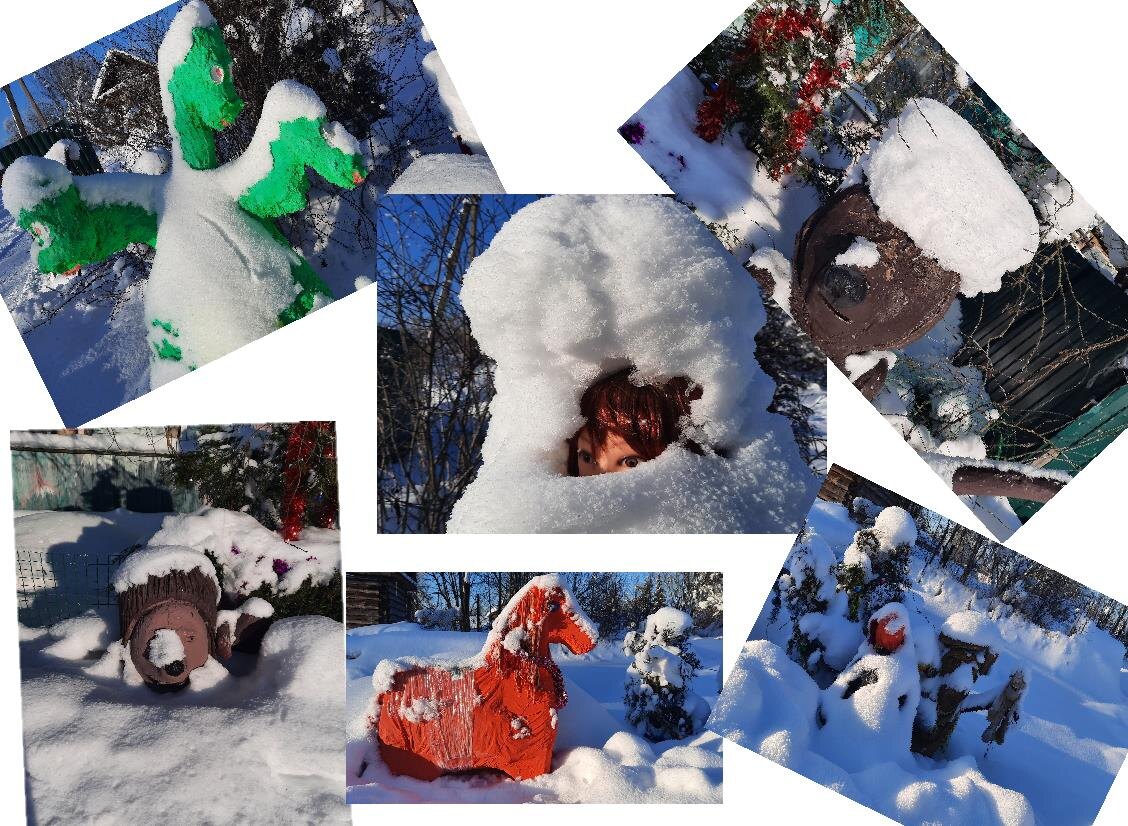 фото для коллажа сделаны автором, скульпруры для фото сделаны автором и её любимым мужем