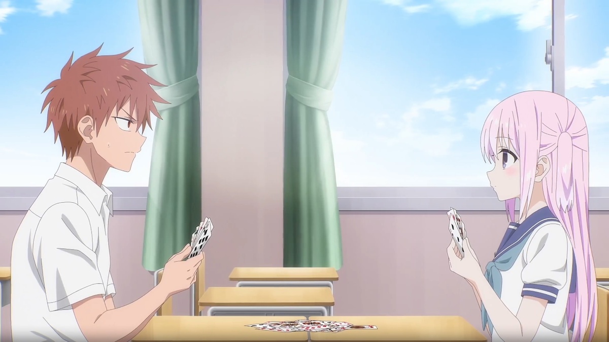 Большая перемена. Они сидели друг напротив друга и играли в карты. Оота поставил себе цель  постараться пробиться сквозь безэмоциональную невозмутимость Кашивады. Не-ет, просто так он не сдастся. Он должен выявить все нюансы её поведения...