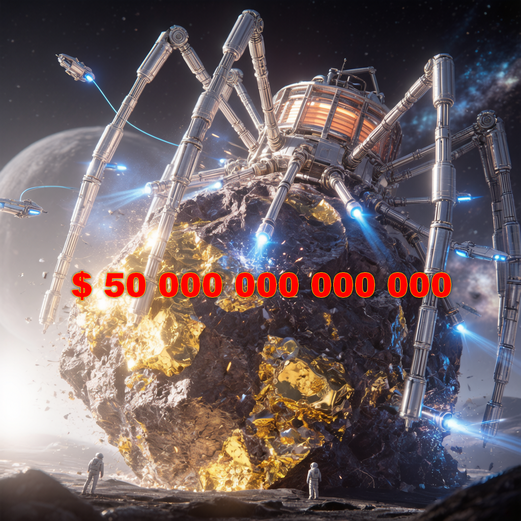 Так по мнению нейросети может выглядеть автоматизированная станция на астероиде 16 Психея. Визуализация будущего специально для канала "Галактика знаний"