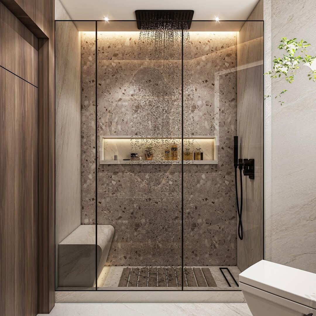 Источник:  ru.pinterest.com Душевой поддон со скамьей