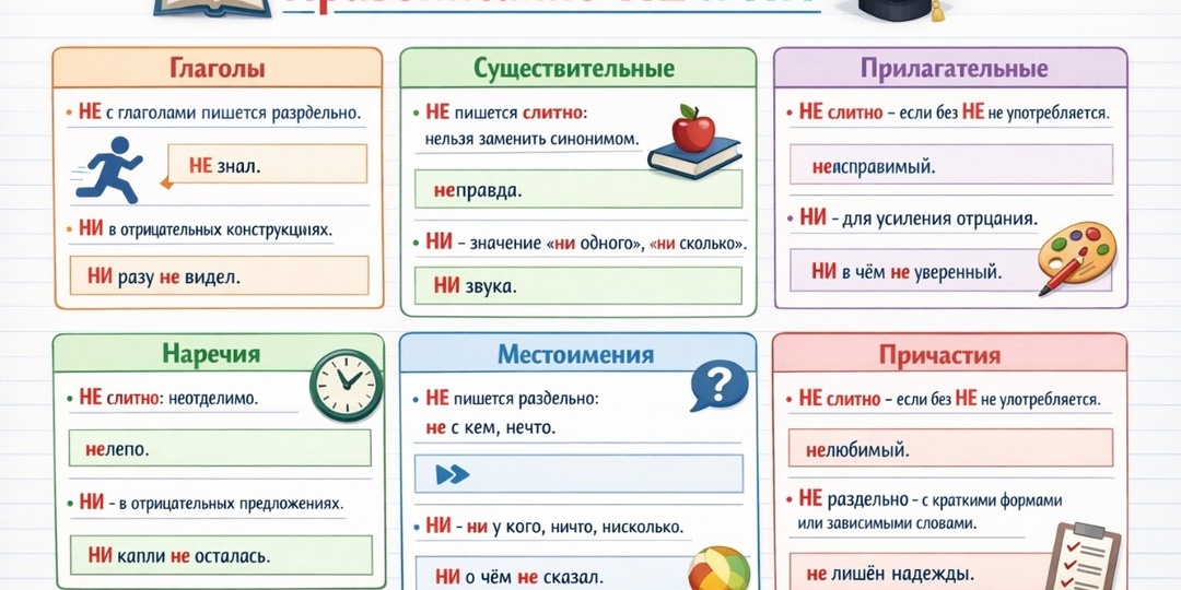 Правописание НЕ и НИ с различными частями речи: исчерпывающее руководство для подготовки к ЕГЭ