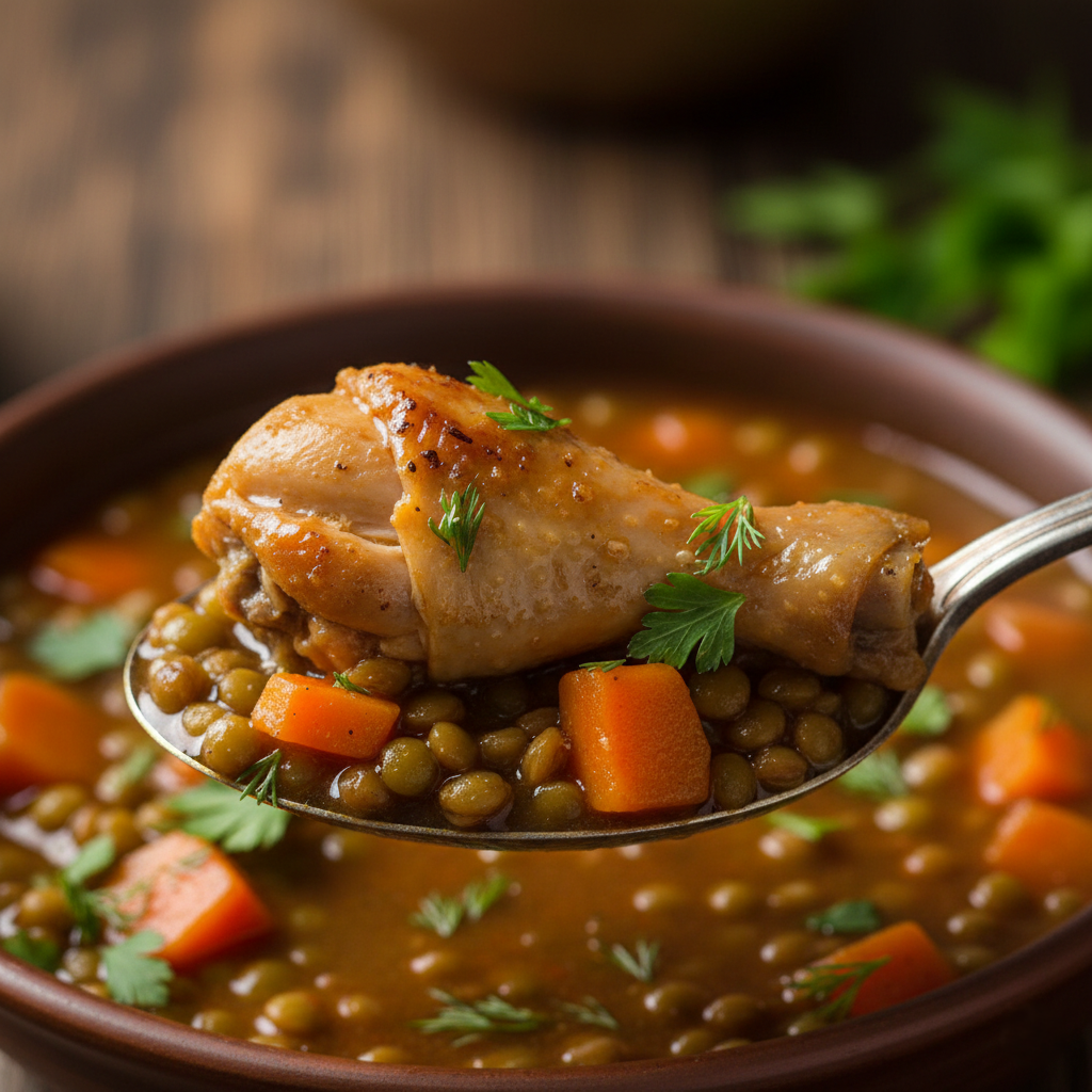 Курица с Чечевицей и Овощами (Сытный Обед в Одной Кастрюле)