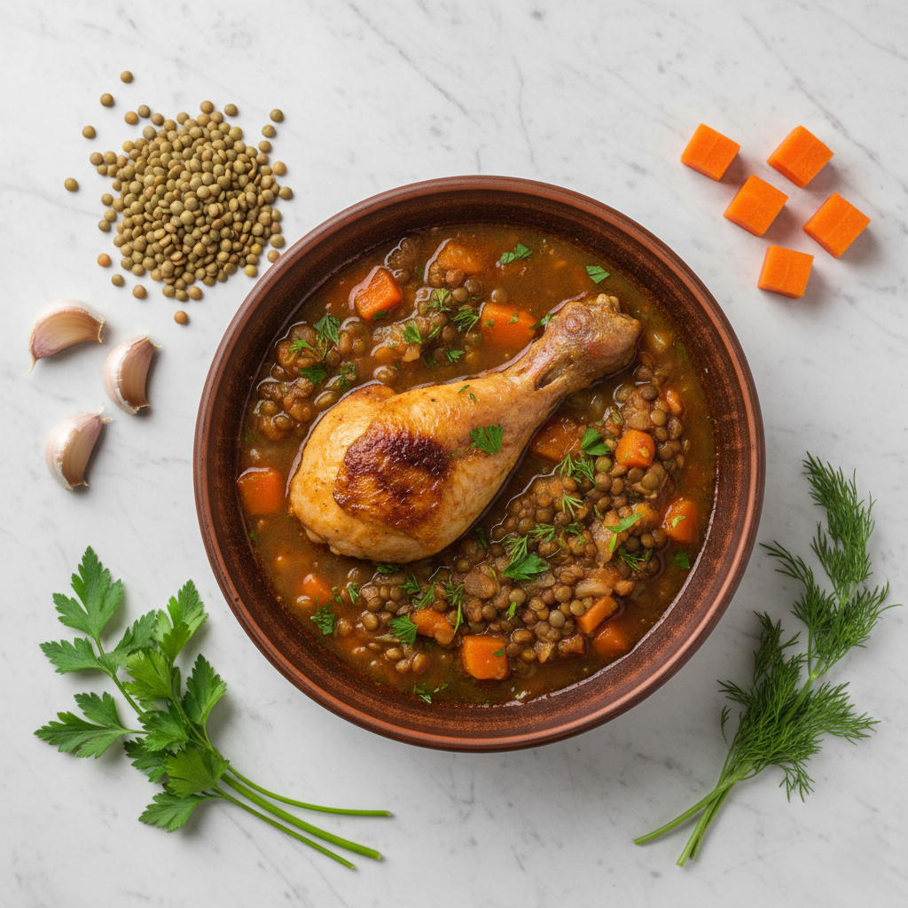 Курица с Чечевицей и Овощами (Сытный Обед в Одной Кастрюле)