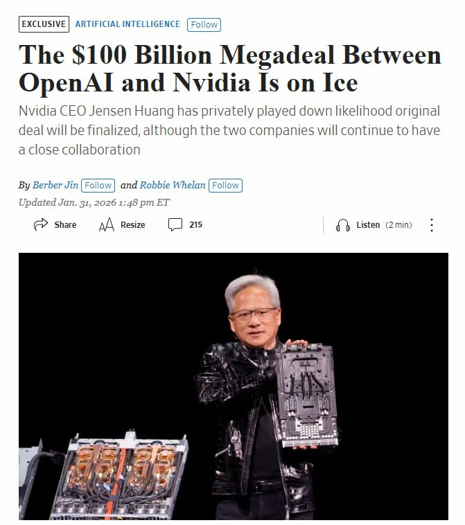 Nvidia, «безусловно», будет участвовать в финансировании OpenAI, но вложения будут «далеко не такими», как предполагалось, то есть не $100 млрд, сообщил Хуанг.