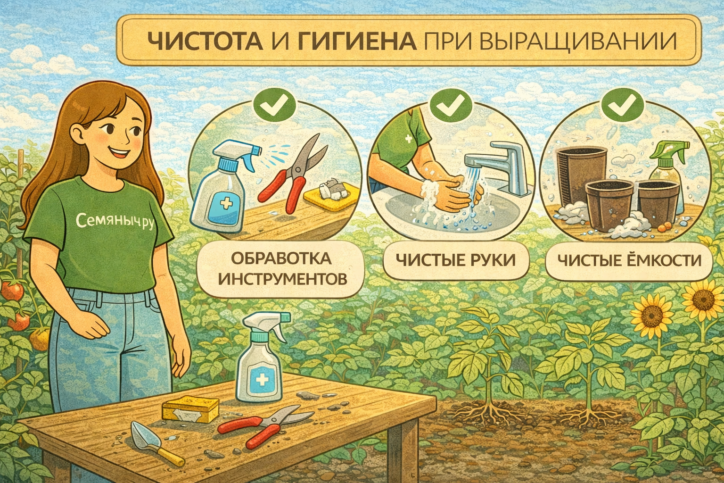 Чистота и порядок при выращивании растений — залог здоровья и стабильного роста. Семена и советы от Семяныч.ру помогают соблюдать гигиену на каждом этапе