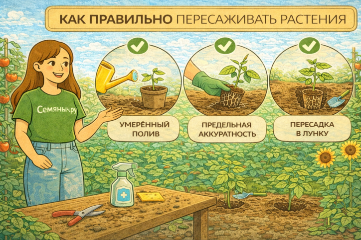 Правильная пересадка растений с минимальным стрессом — залог здорового роста. Советы и семена от Семяныч.ру помогают сделать процесс безопасным и эффективным