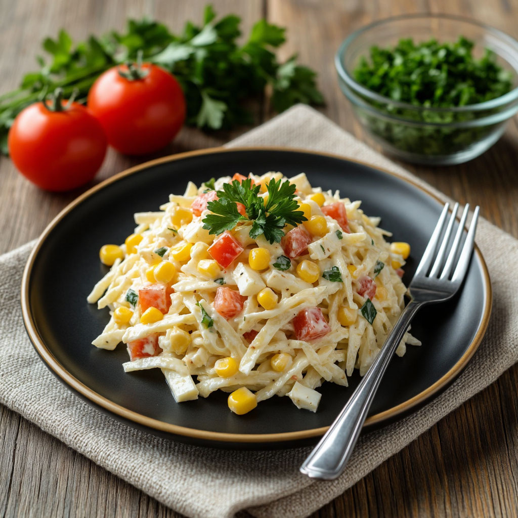 Лёгкий, но сытный салат с пекинской капустой, кукурузой и сыром 🥗