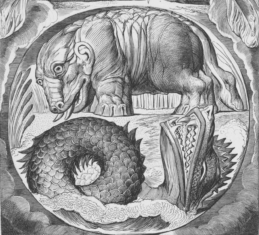 Наверху Бегемот, внизу Левиафан