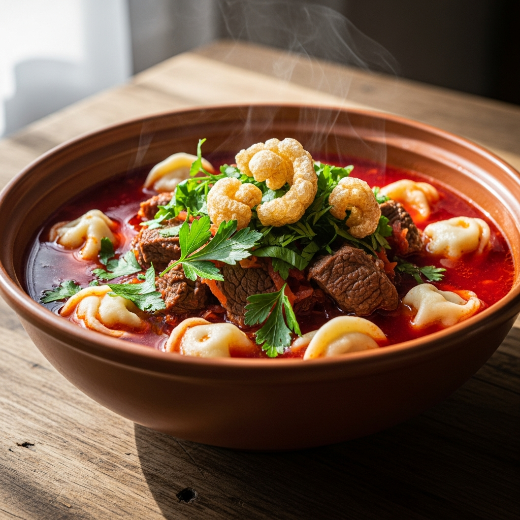 Наваристый Полтавский борщ в казане: аромат костра и традиций в каждой ложке