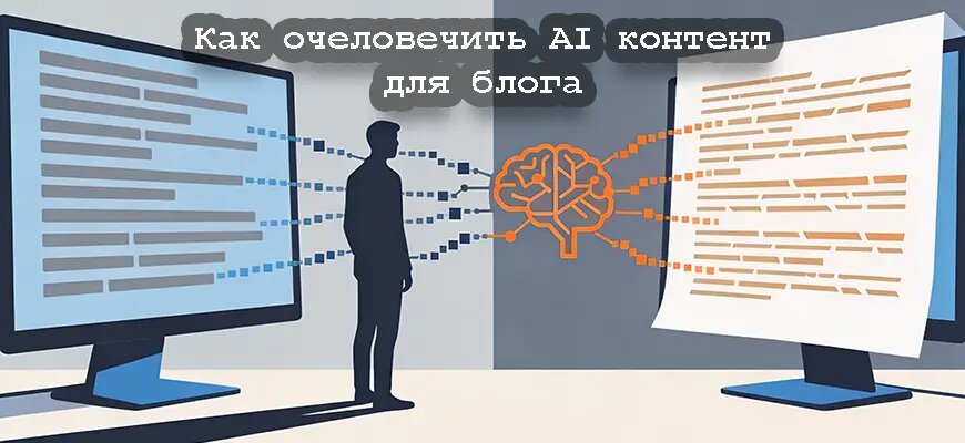 Иллюстрация к статье о том, как очеловечить AI-контент в блоге