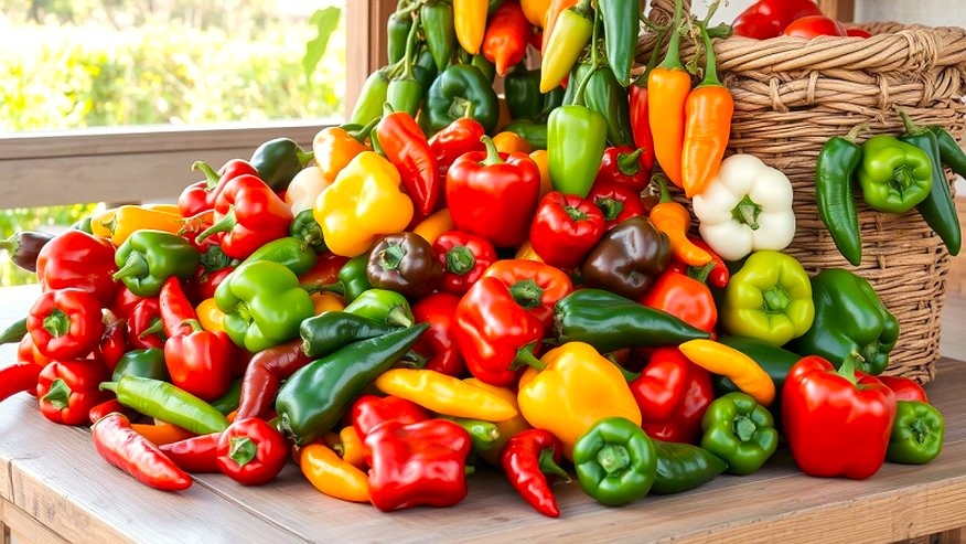 Плоды перца разных сортов и сроков созревания