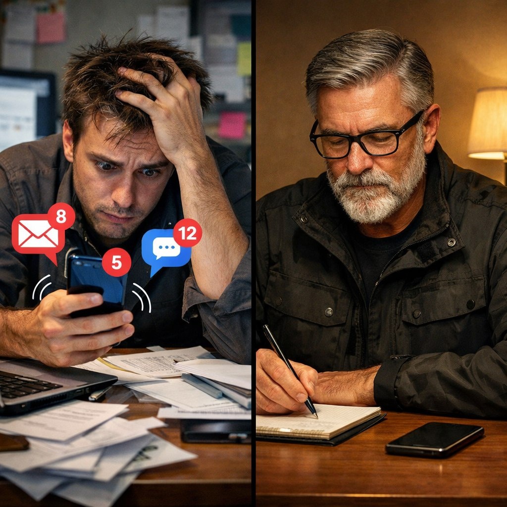  Уведомления: рабство внимания, постоянное отвлечение, стресс. Тишина: свобода, концентрация, продуктивность