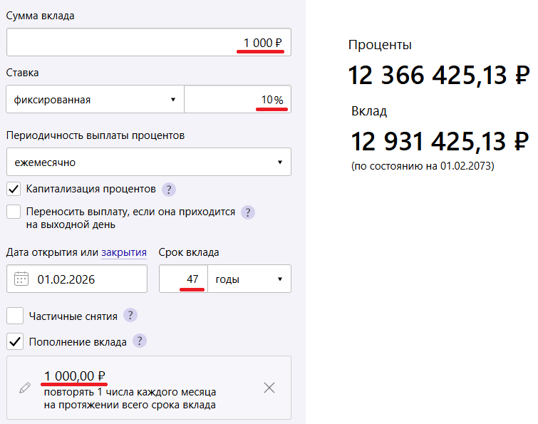 12,3 миллионов - это проценты за 47 лет.