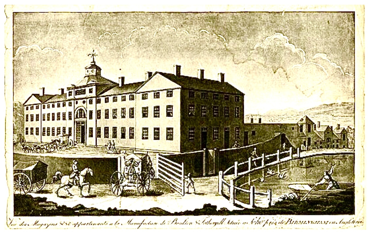 Здание мануфактуры Сохо в 1773 году, в котором в 1778 году был открыт Монетный двор.