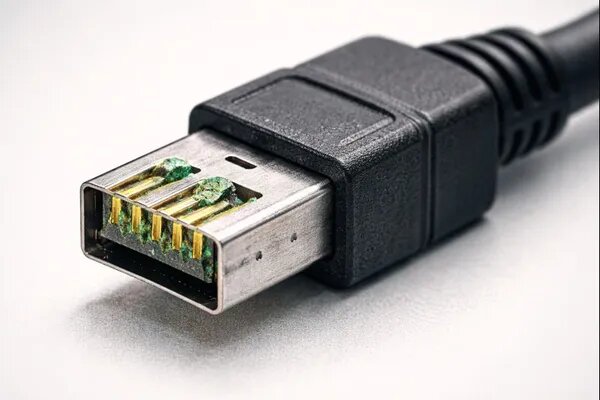    Повреждённые контакты блокируют передачу данных