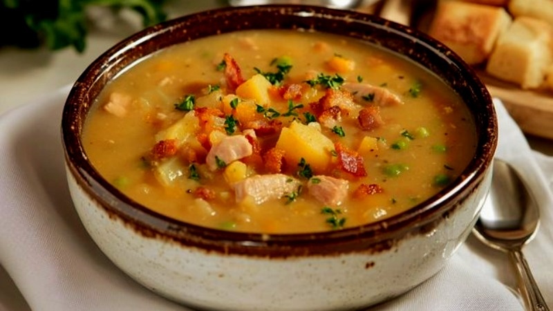 Гороховый суп с копченой курицей
