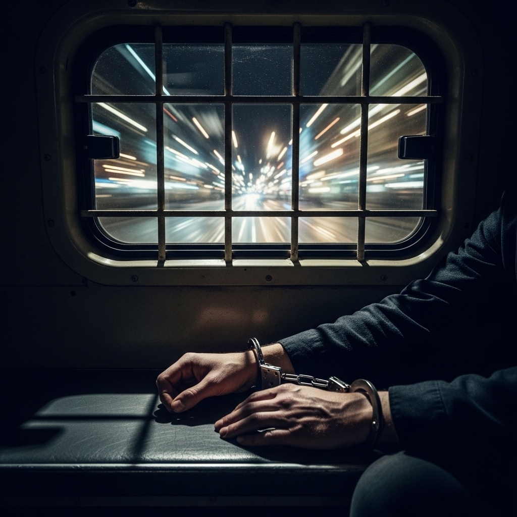 Последние минуты на свободе: вид на привычный мир, который навсегда остается за решеткой спецтранспорта.