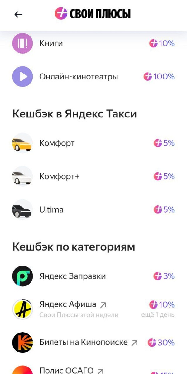 Кэшбэк от Яндекса