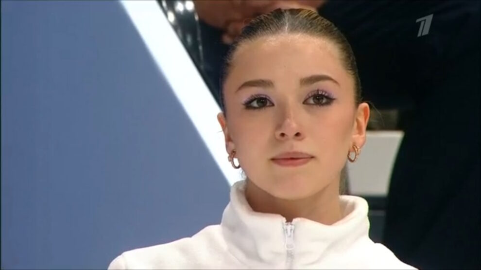    Камила Валиева. Фото: стоп-кадр прямого эфира «Первого канала»