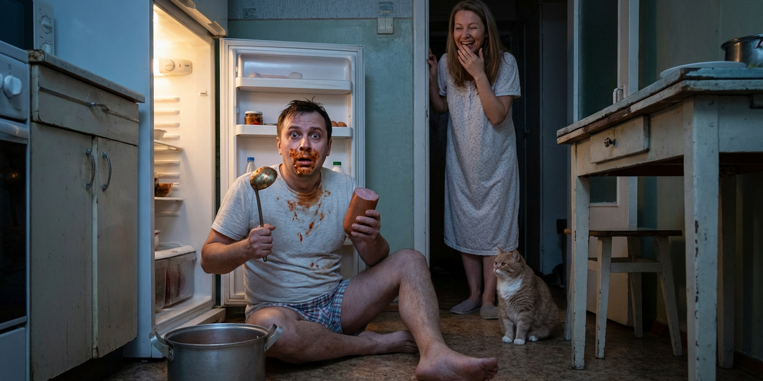 Посадила мужа на диету: «Только овощи!». Ночью проснулась от странных звуков на кухне и включила свет