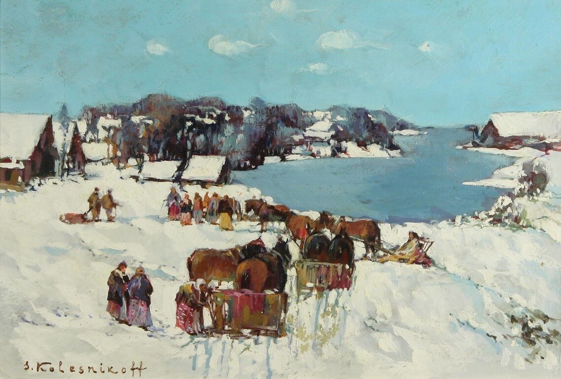 "Зимний рынок" С.Колесников, 1971г.