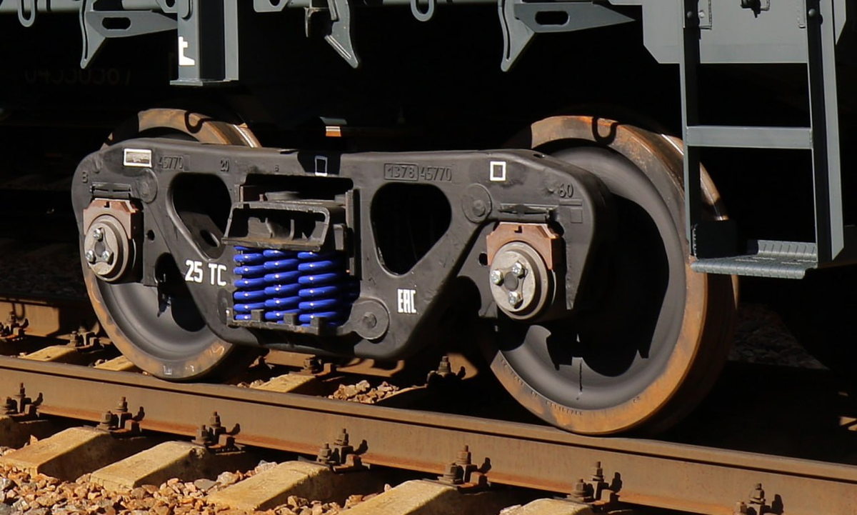 Тележка грузового вагона с кассетными подшипниками. Источник: ОВК