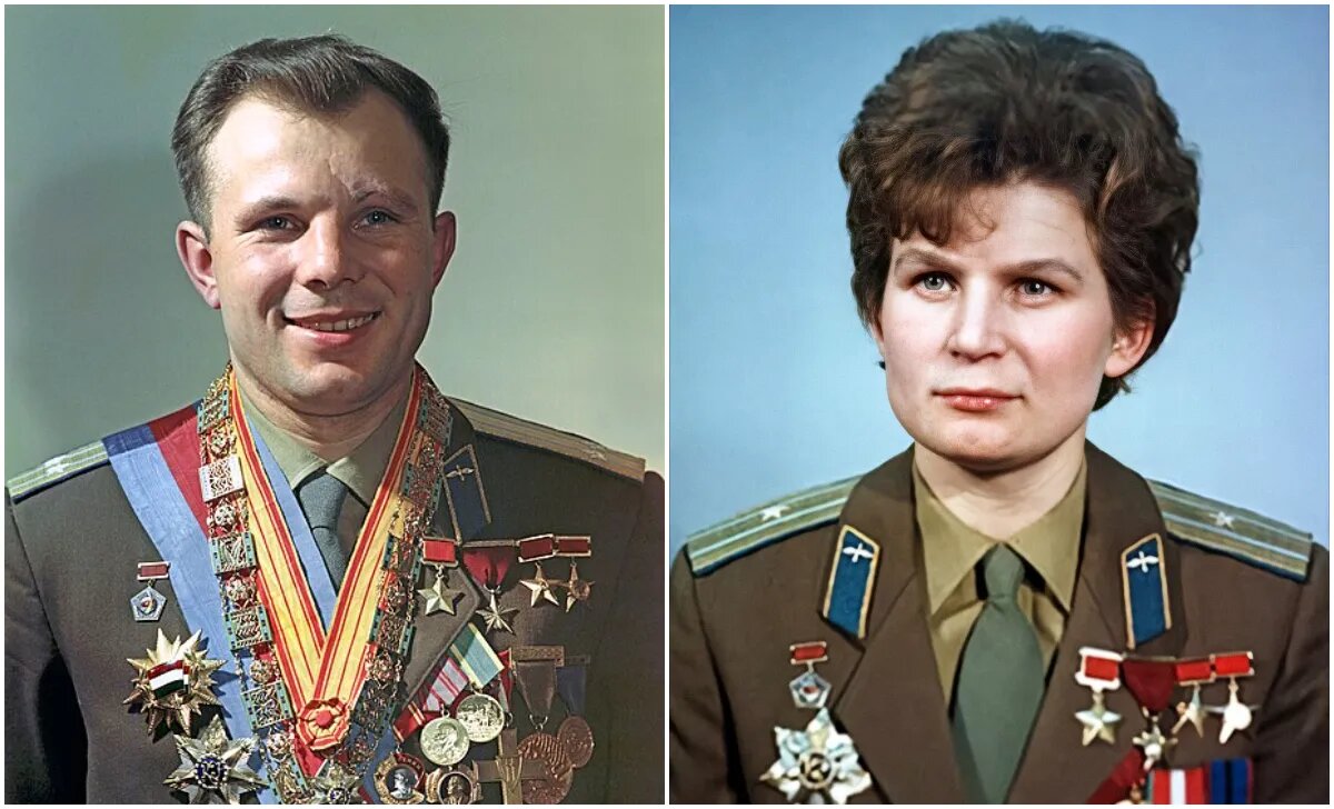Юрий Гагарин и Валентина Терешкова