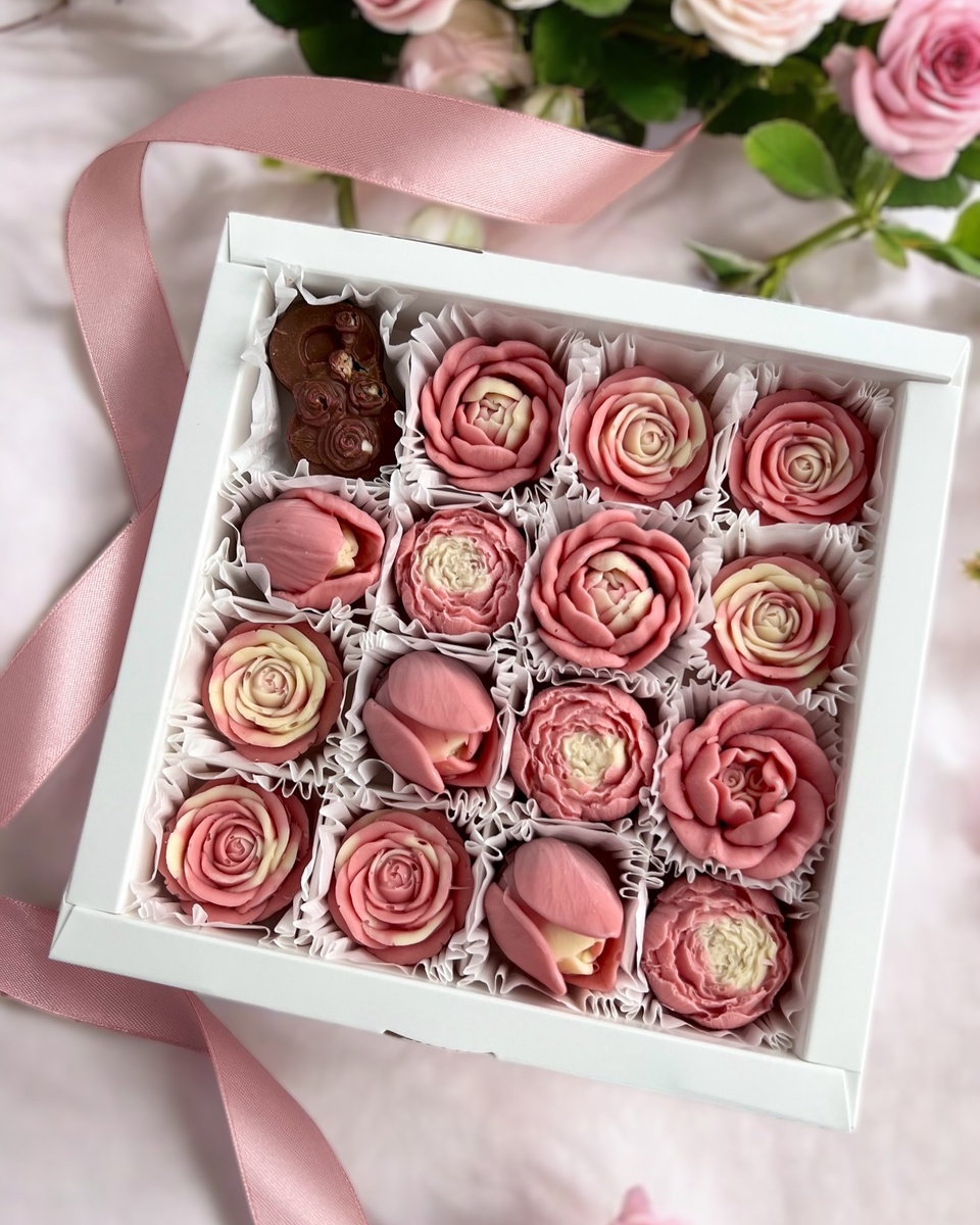 Цветы традиционно символизируют любовь, уважение и внимание. Добавляя шоколад, даритель подчеркивает свою заботу и желание доставить удовольствие адресату.