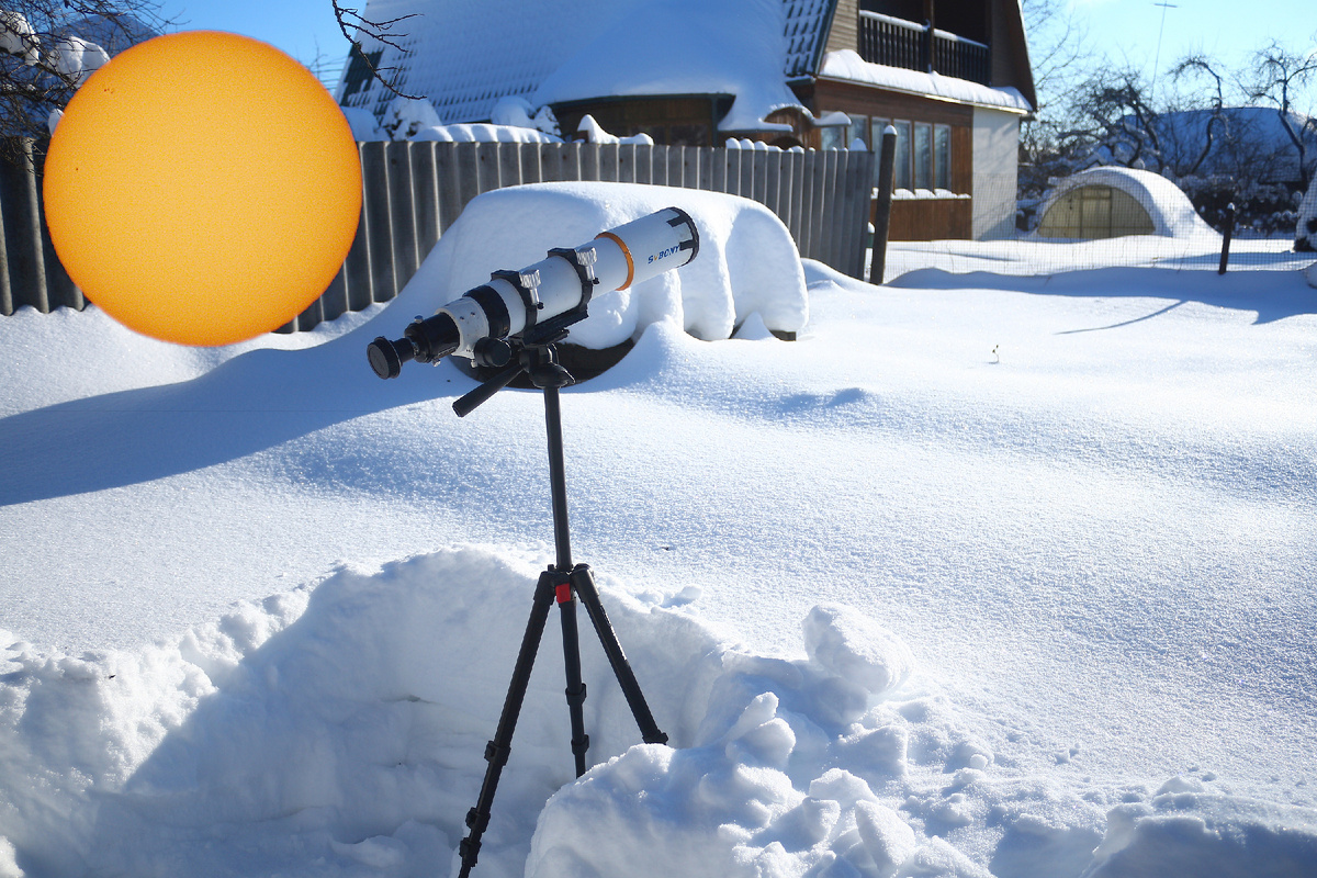Во время наблюдений за Солнцем днём 31 января 2026 года в МО, фото автора
