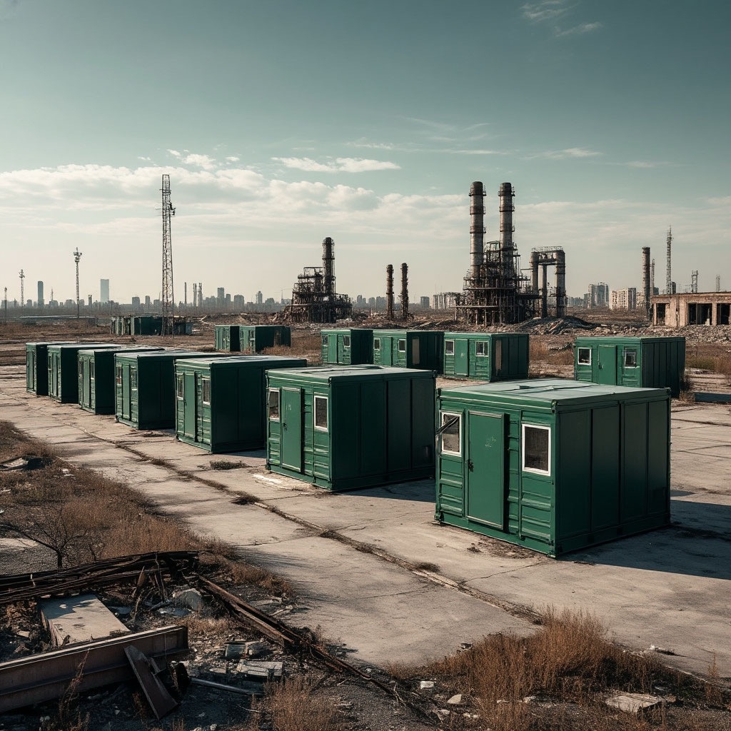 Мобильные жилые блоки и котельный с функцией электрогенераторов.