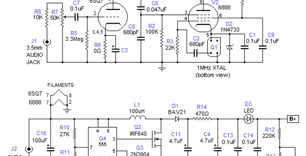 Зарубежные радиоконструкторы. Двухламповый вещательный АМ-передатчик