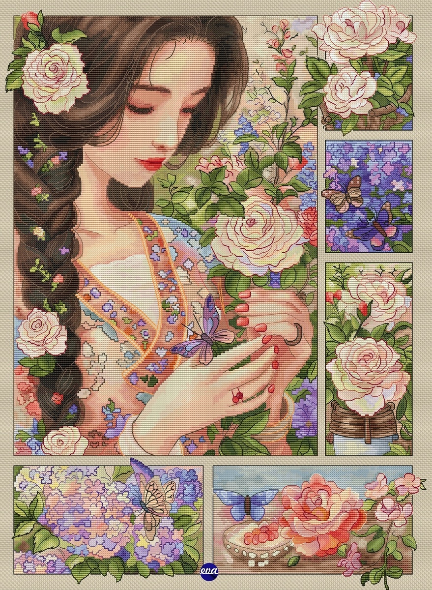 Китайский сад цветов. Ева Лермонтова. xstitch_tower