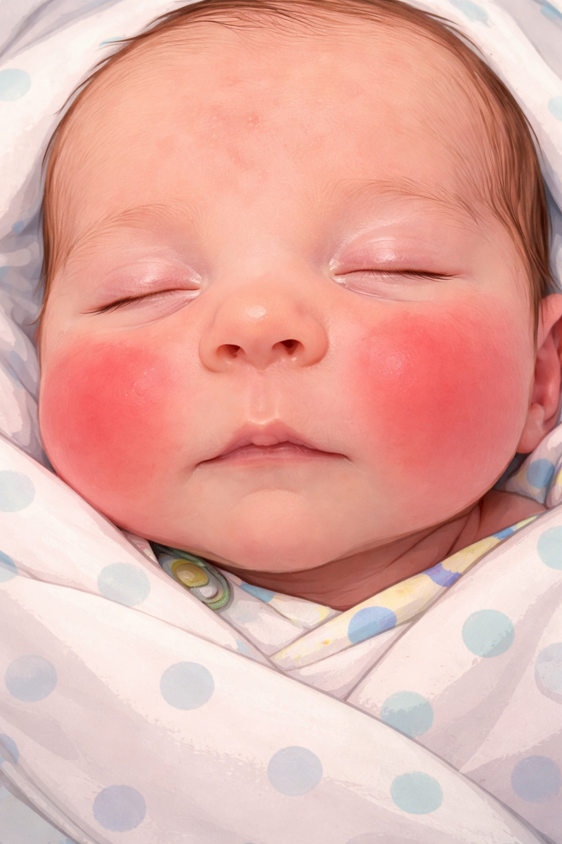 Влияние холода на кожу ребенка. Фото сделано с помощью ИИ.