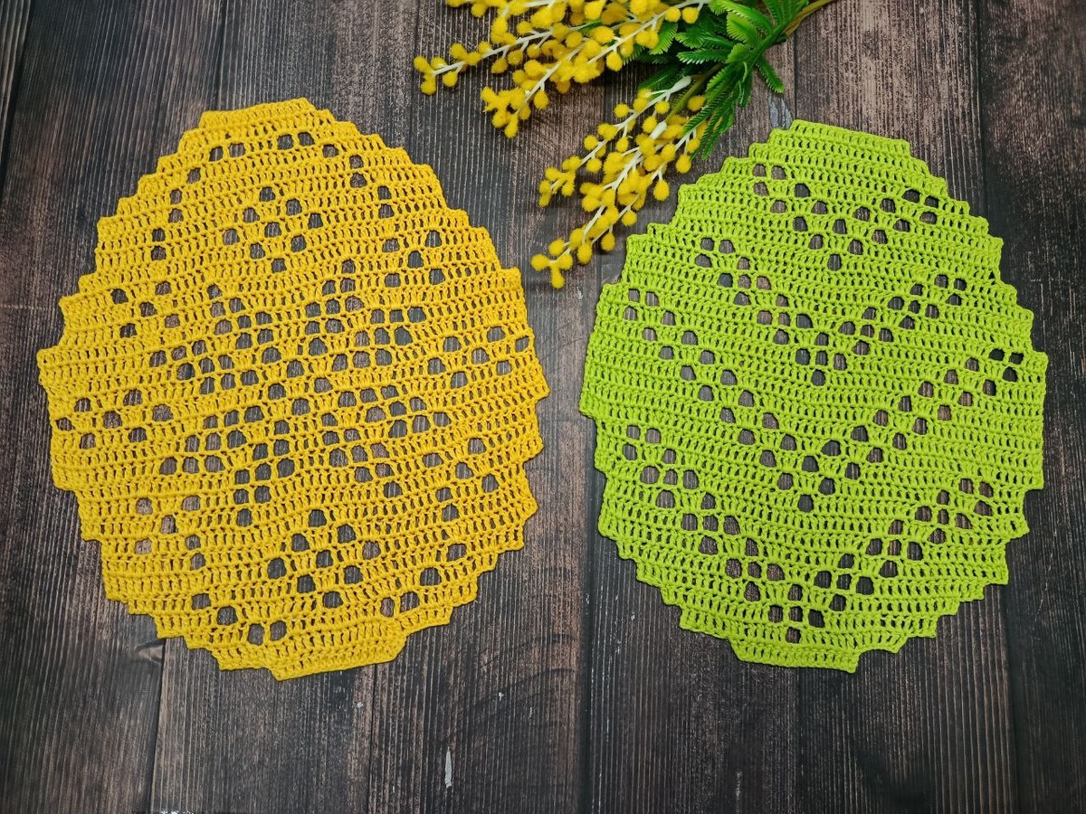 Салфетки крючком в филейной технике