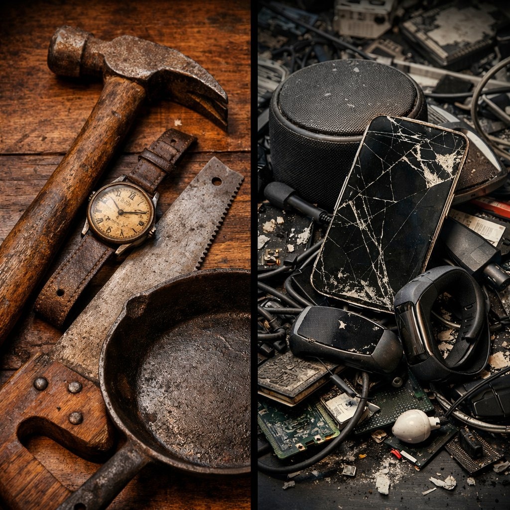 Простые инструменты: молоток, часы, сковорода — служат поколениями. Умные гаджеты: через 2-3 года на свалку