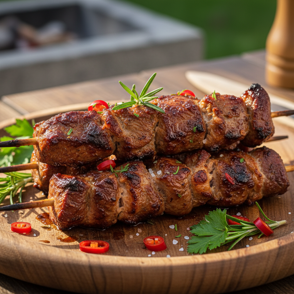 Аппетитный шашлык с хрустящей корочкой и мягкой структурой после правильного маринования.