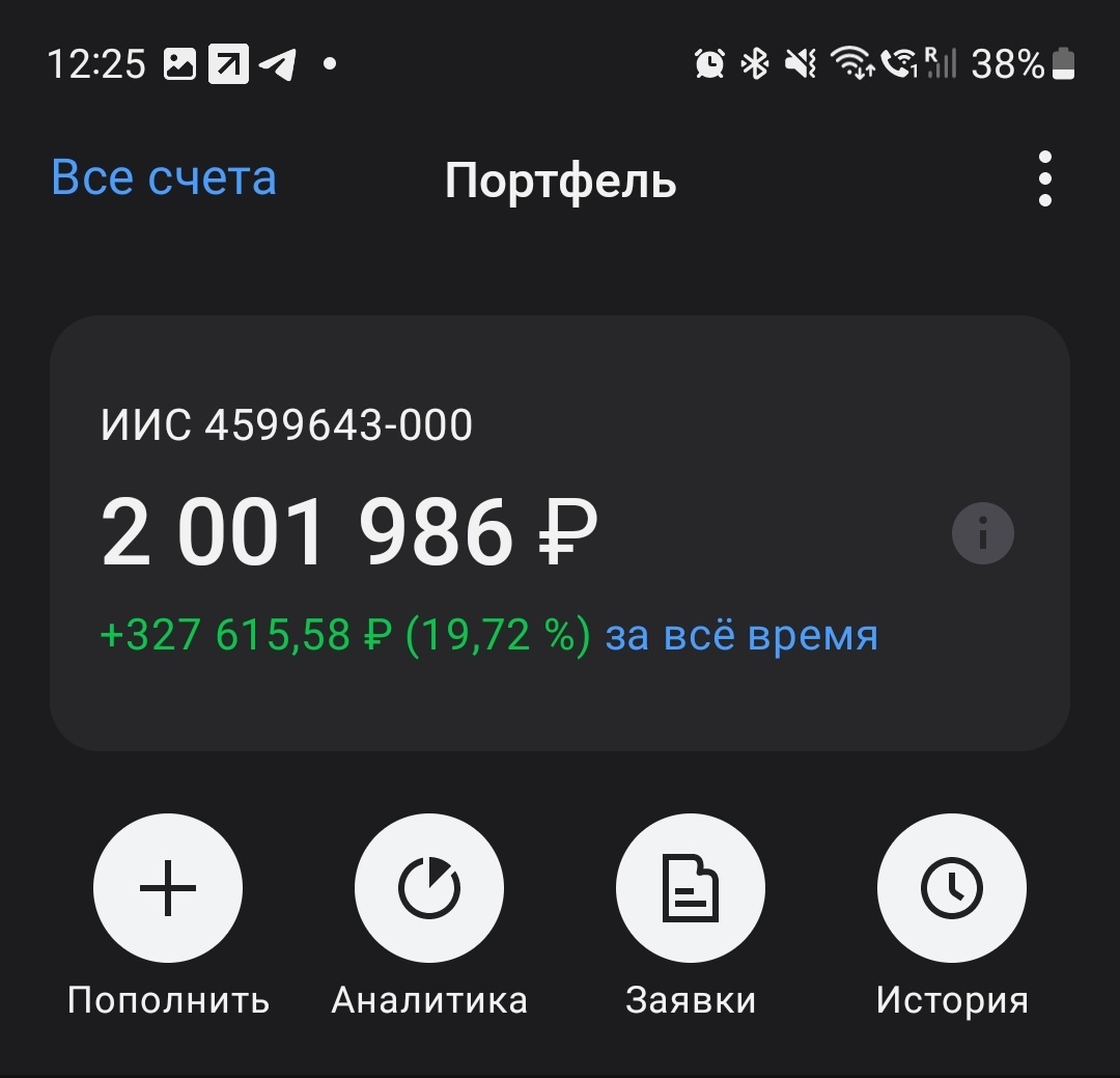 29.01.2026 портфель достиг отметки в 2 млн рублей.