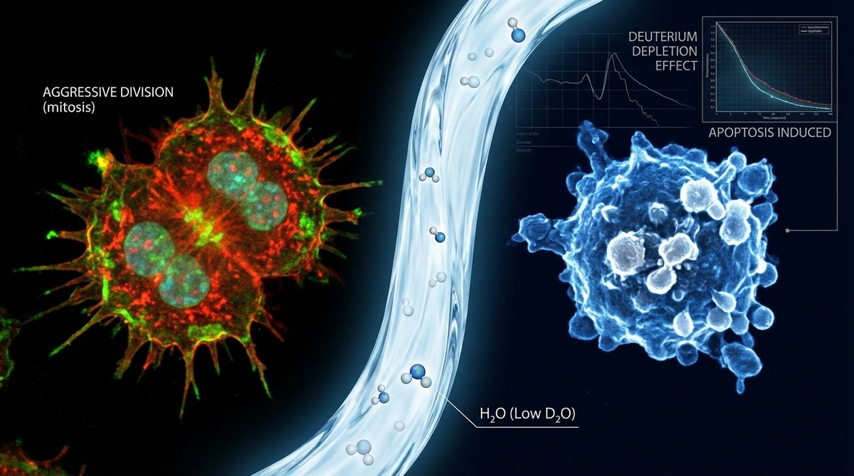 Агрессивные раковые клетки (слева) под воздействием дейтерия резко ослабевают