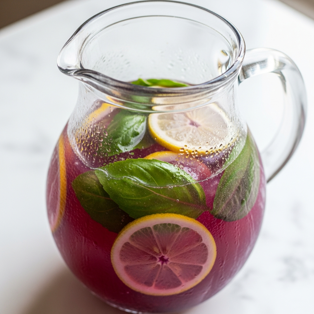 Этот цвет абсолютно натурален! Напиток получается таким ярким благодаря взаимодействию базилика и лимона.