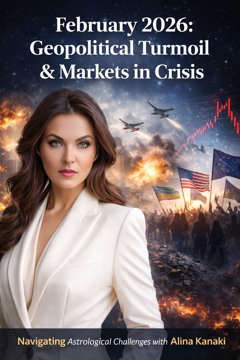 Февраль 2026, геополитика, политическая астрология, мировой кризис, финансовые рынки, обвал рынков, войны, конфликты, социальные протесты, глобальная нестабильность, власть, мировая экономика, астрологический прогноз, космические циклы, Alinda Kanaki, авторский анализ, эпоха перемен. ⚜️