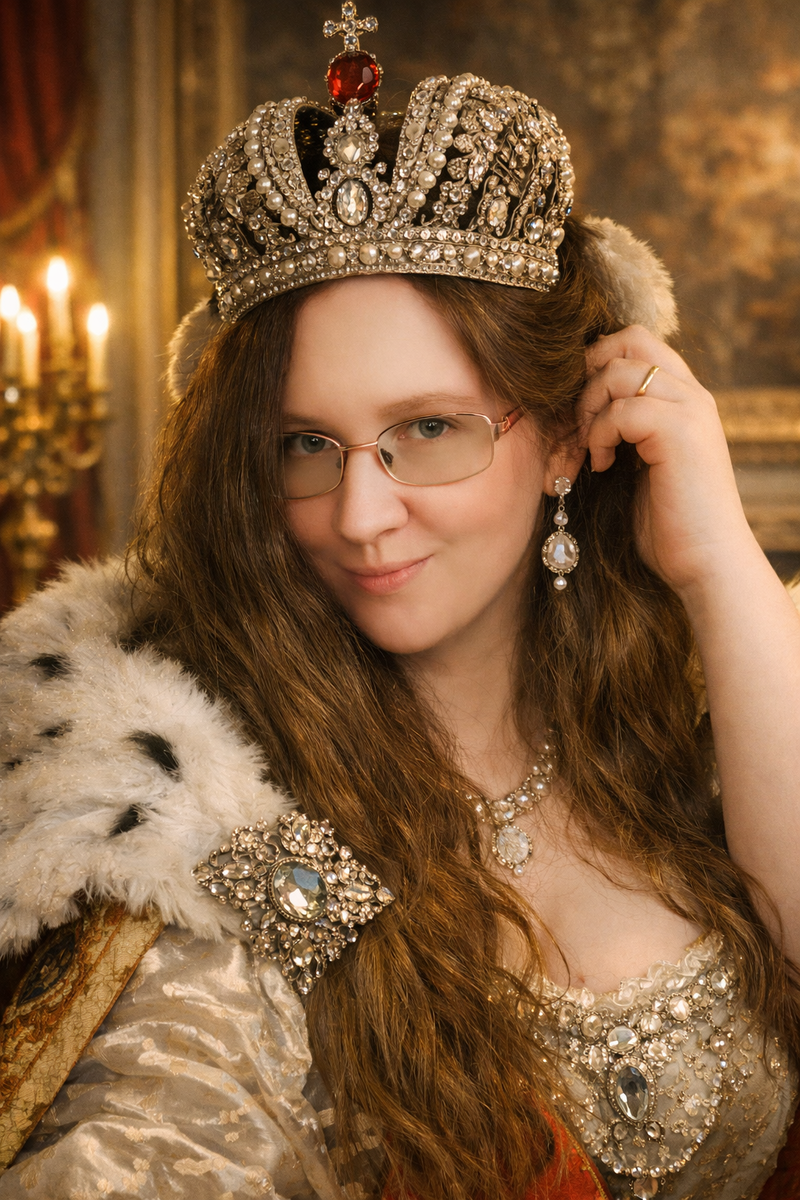 Так нейросеть меня видит в роли царицы 🤣